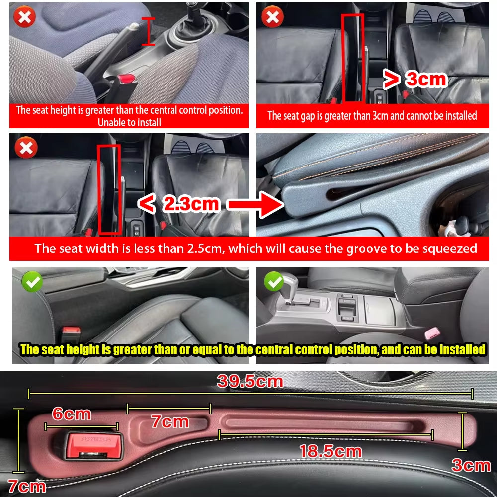 2Pcs Car Seat Gap Filler Seat Crevice Storage Box Bag between Seats Console Organizer Decoration Interior Auto Accessories