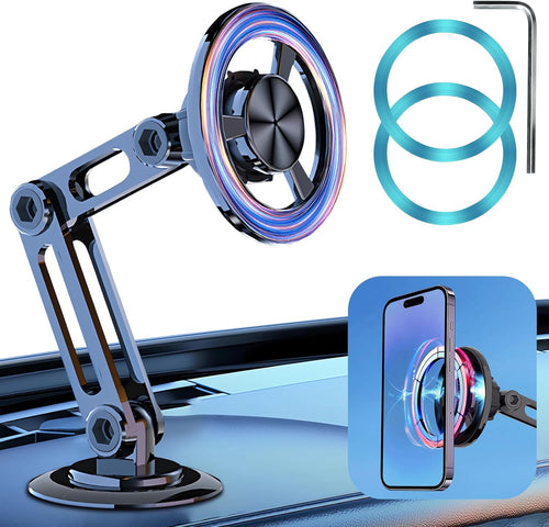 Jemey Universal 360° Pro - 2025 New Magnetic Suction Car Phone Holder, Hands Free Automobile Mounts Cell Phone Holder with Metal Ring, Adjustable Cell Phone Mount for All Mobile Phones