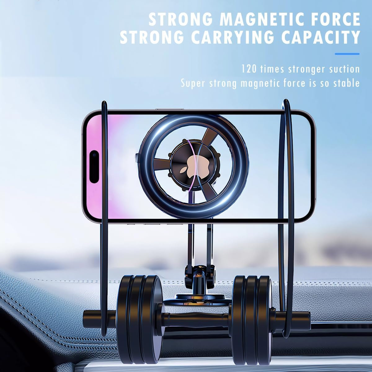 Jemey Universal 360° Pro - 2025 New Magnetic Suction Car Phone Holder, Hands Free Automobile Mounts Cell Phone Holder with Metal Ring, Adjustable Cell Phone Mount for All Mobile Phones